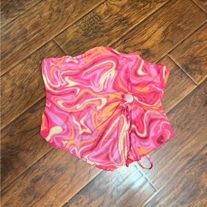 Vibrant Pink and Yellow Swirl Top